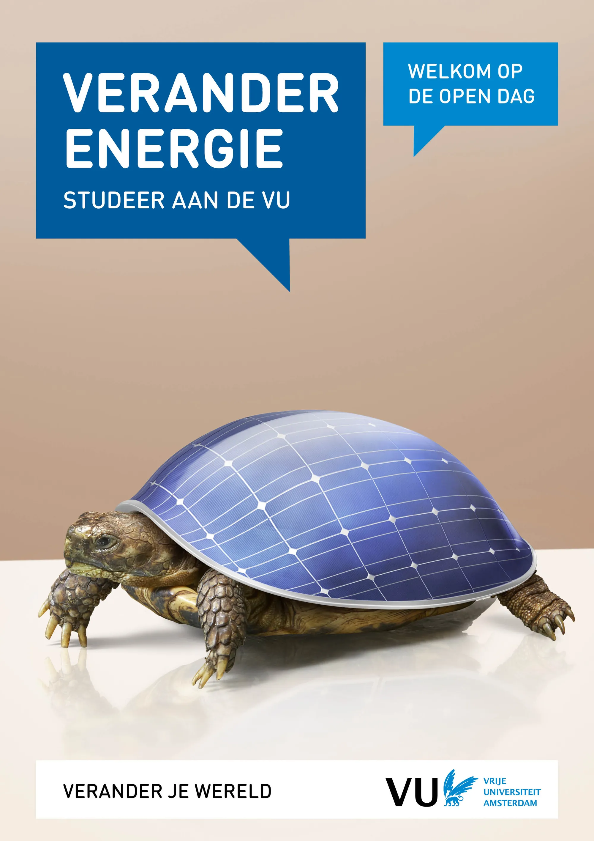 VU Verander je wereld affiche met schildpad